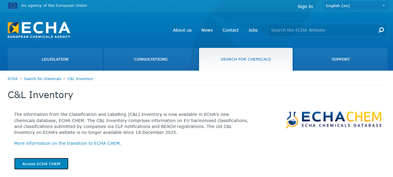 ECHA,C&L,CLP規則,CIRS